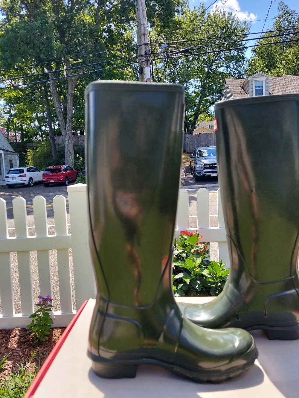 Hunter Olive Green Tall Waterproof Rain Boots Womens Big Girls Size 5 NWT Travel
